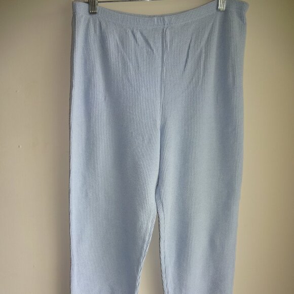Vintage Victoria's Secret Blue Waffle Weave Long Johns Pajamas S Set Top Bottoms - Picture 4 of 5